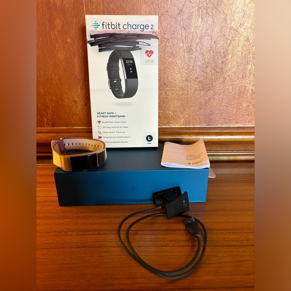 Fitbit  Charge 2 Smart Fitness Wristband Size Large-Nylon Band